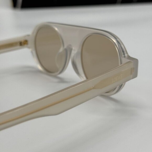 NEW LW40020F 21E LOEWE SUNGLASSES WHITE BROWN ROUND EYEWEAR LOEWE - Picture 8 of 11